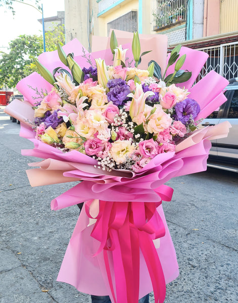 pink white lily flower Lily Love Flower Bouquet – RA The Flowers Express