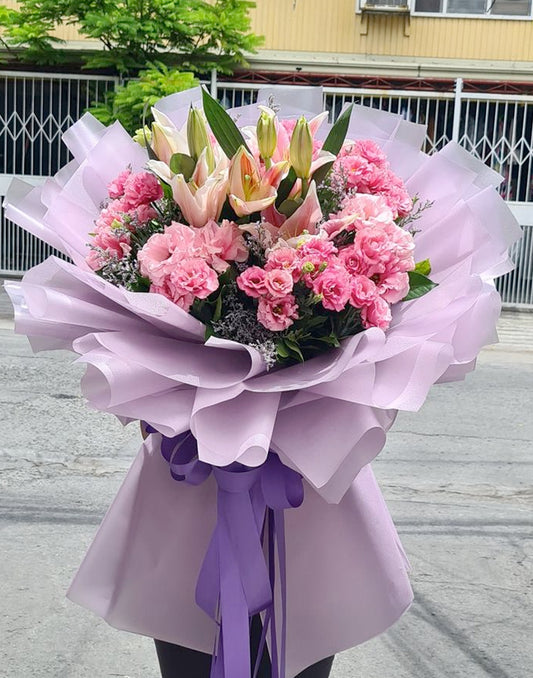 Pink Perfection Lily Carnation Bouquet