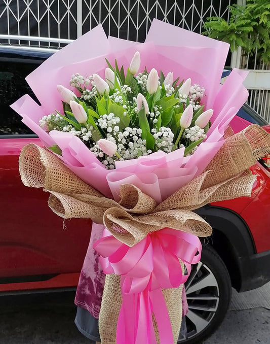 Sérénité Pink Tulips Bouquet