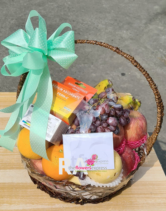 Blushing Blossoms Flower Fruit Basket
