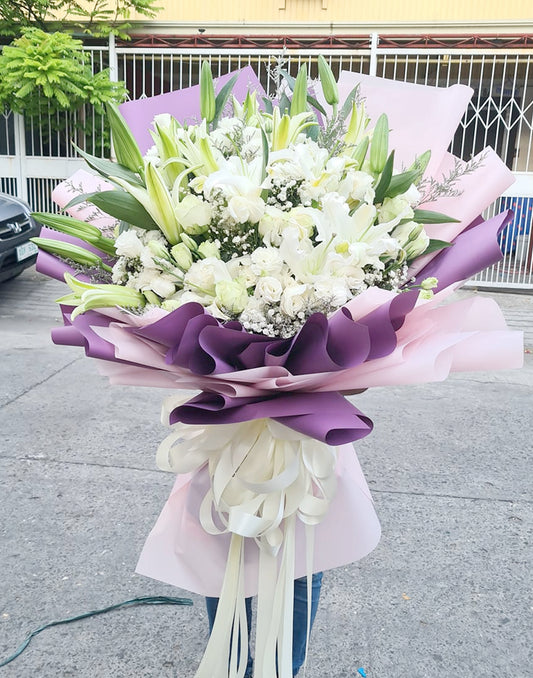 Oriental Love White Lilies Bouquet