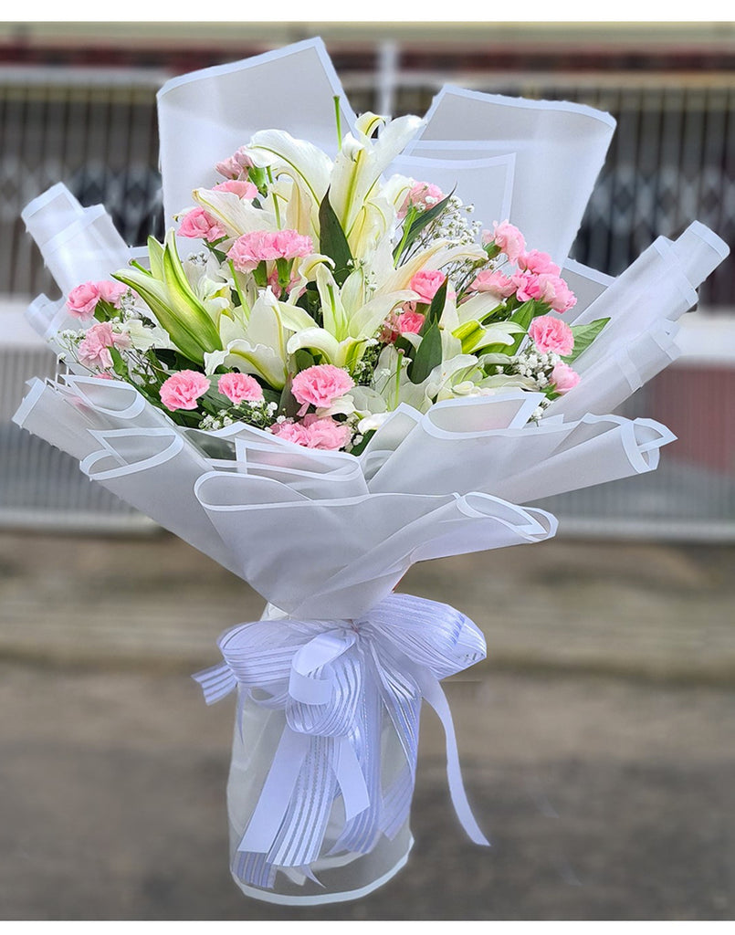lily love flower White Lily Love Bouquet – RA The Flowers Express